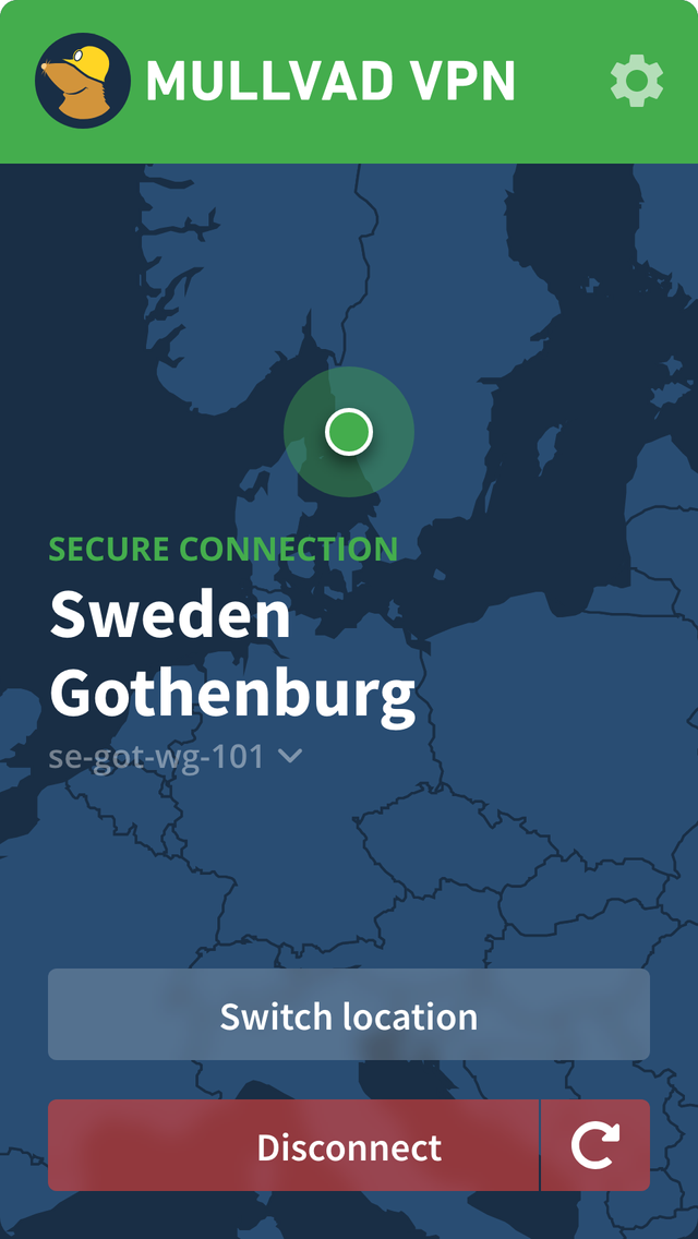 Mullvad VPN App Screenshot