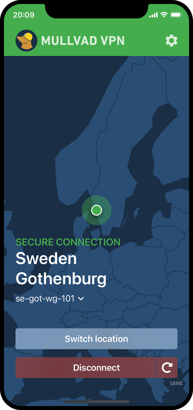 Mullvad VPN App Screenshot